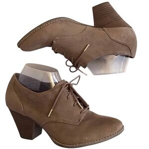 Dr. Scholl’s 9 Cheers Oxfords Booties Women's Tan Beige Lace-Up Comfort Shoes